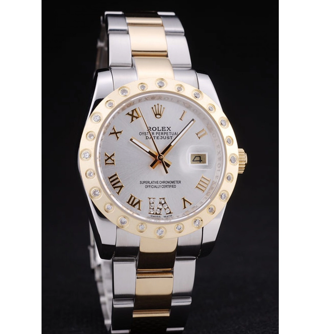 Aaa replica watch Rolex Datejust 7464 Diamond White Bezel Dial 0611